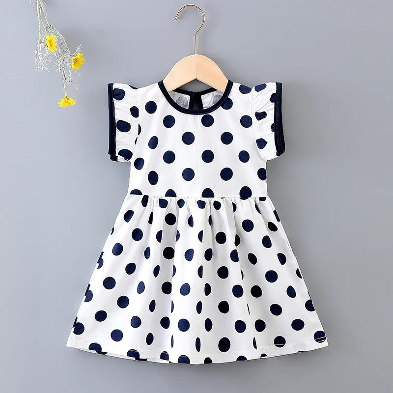 

Kid Girl Dress Ruffle Sleeve Cotton Dot Design Princess Party Dress Children Clothing Baby Outfit Fashion Summer Toddler A552
