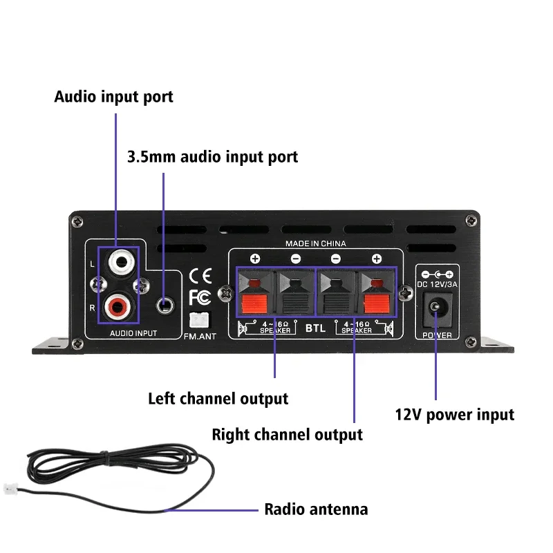 Amplifier Bluetooth 800W Subwoofer Microphone Audio Karaoke Home Theater Amplifiers 2 Channel Power Class D Speakers USB SD AUX