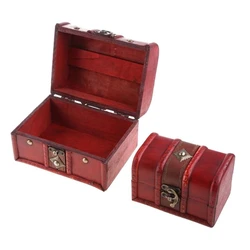 2Pcs Set Wooden Pirate Jewellery Storage Box Case Holder Vintage Z07 Drop Shipping