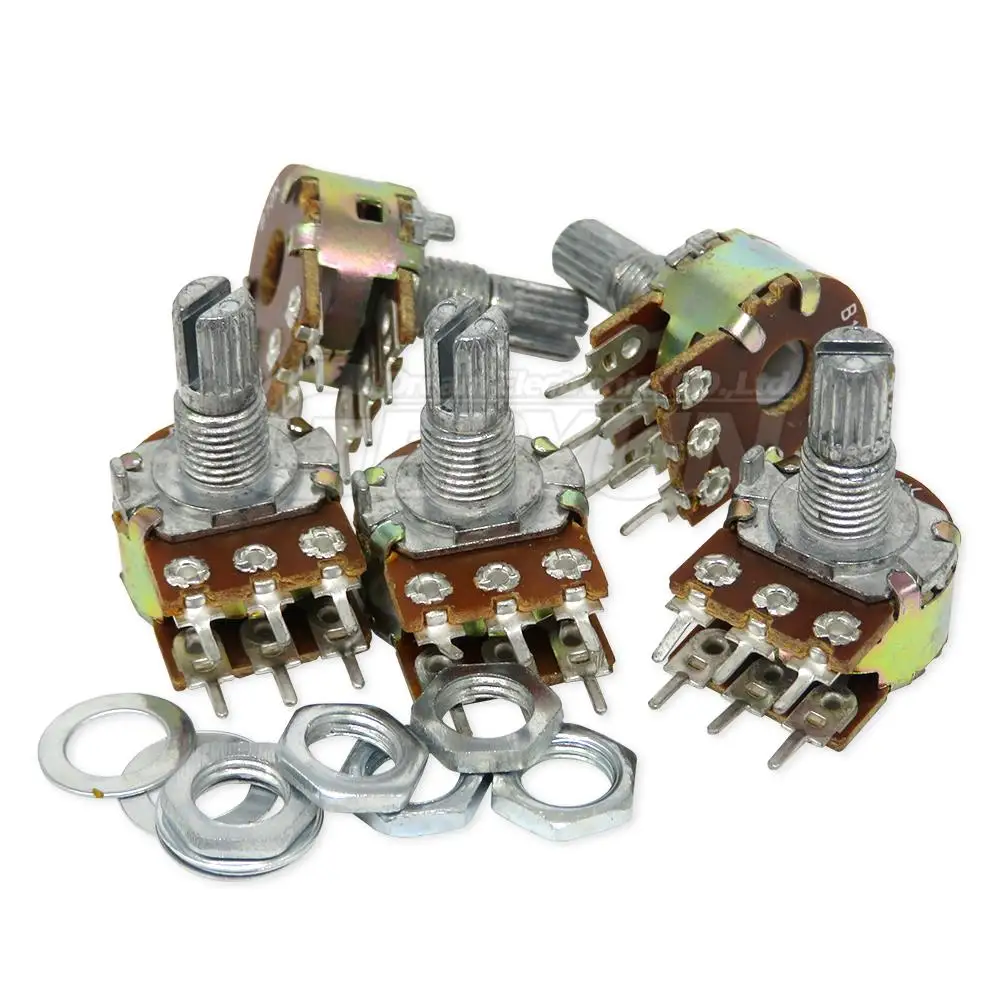 5Pcs WH148 6Pin 1K 2K 5K 10K 20K 50K 100K 500K B1K B2K B5K B10K B20K B50K B500K axis amplifier dual stereo potentiometer 15mm