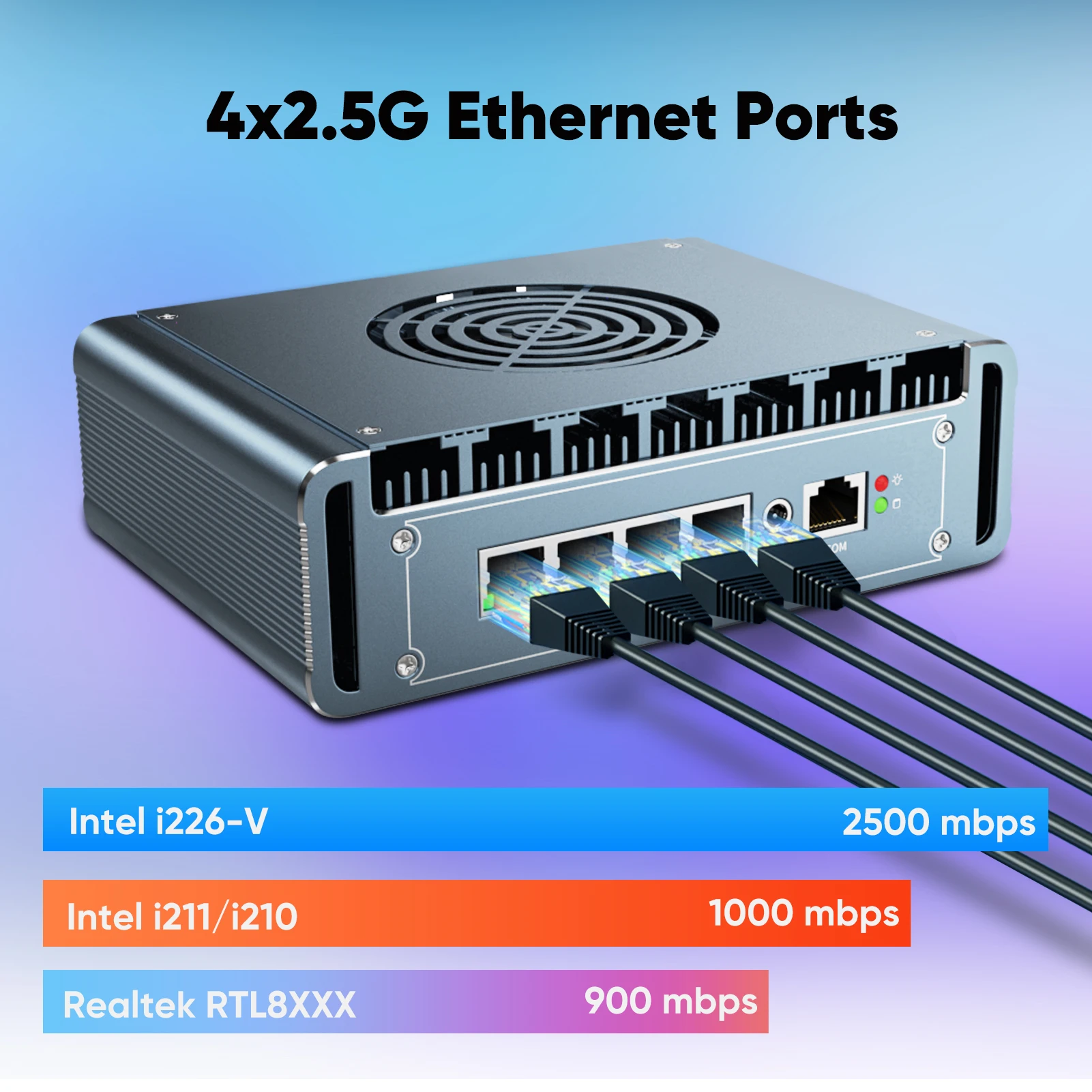 4x i226 2.5G LAN 12th Gen Intel N100 Firewall Router Aluminum with Fan N6000 N5105 J4125 pfSense PVE Computer Firewall Mini PC