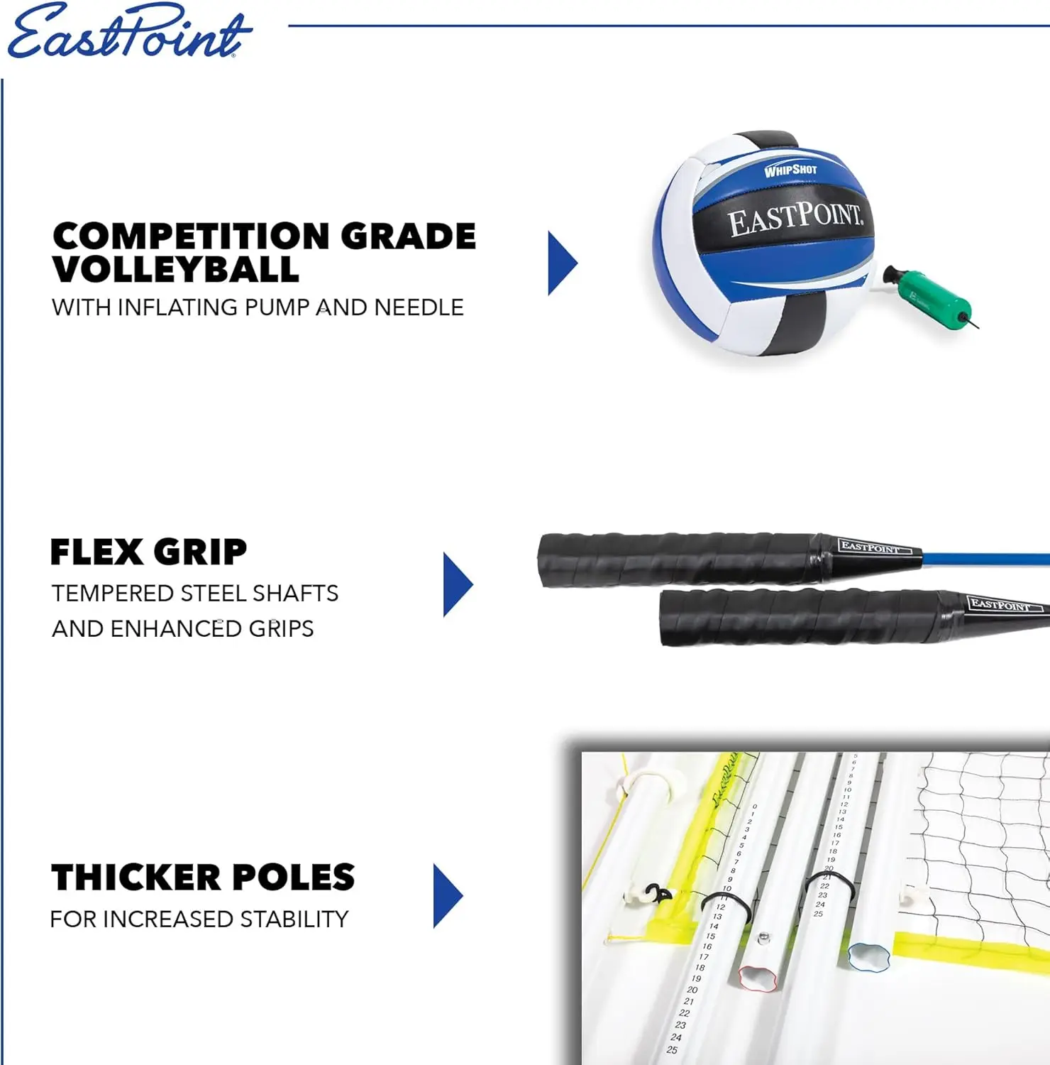 Adjustable Height 2-in-1 Volleyball Badminton Set with 4 Rackets, Shuttlecocks, and Volleyball for Outdoor Sports