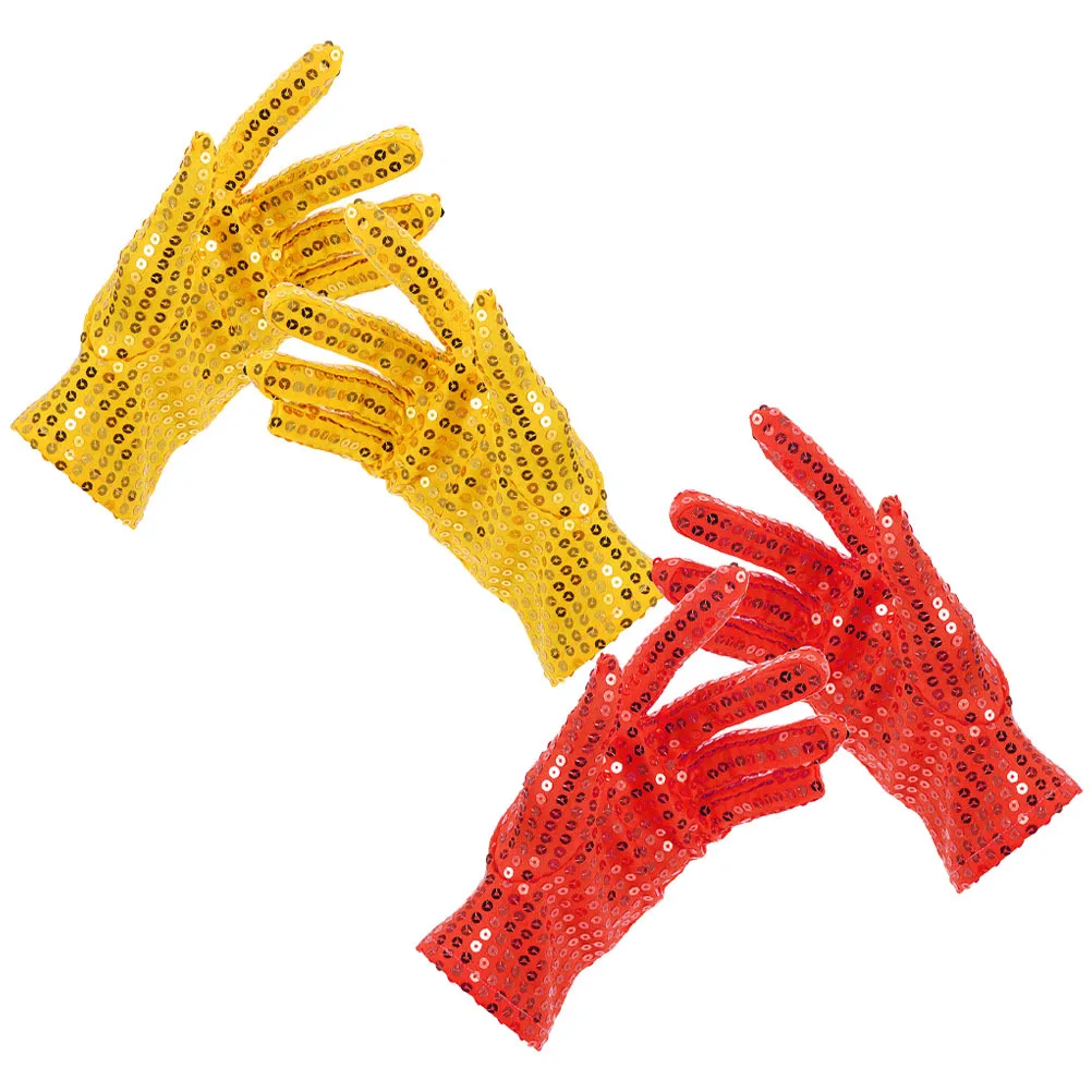 

2Pairs Sequin Gloves Glitter Dance Performance Adult Party Costume Bright Color Unique Glitter Gloves Adult Sequin Gloves,