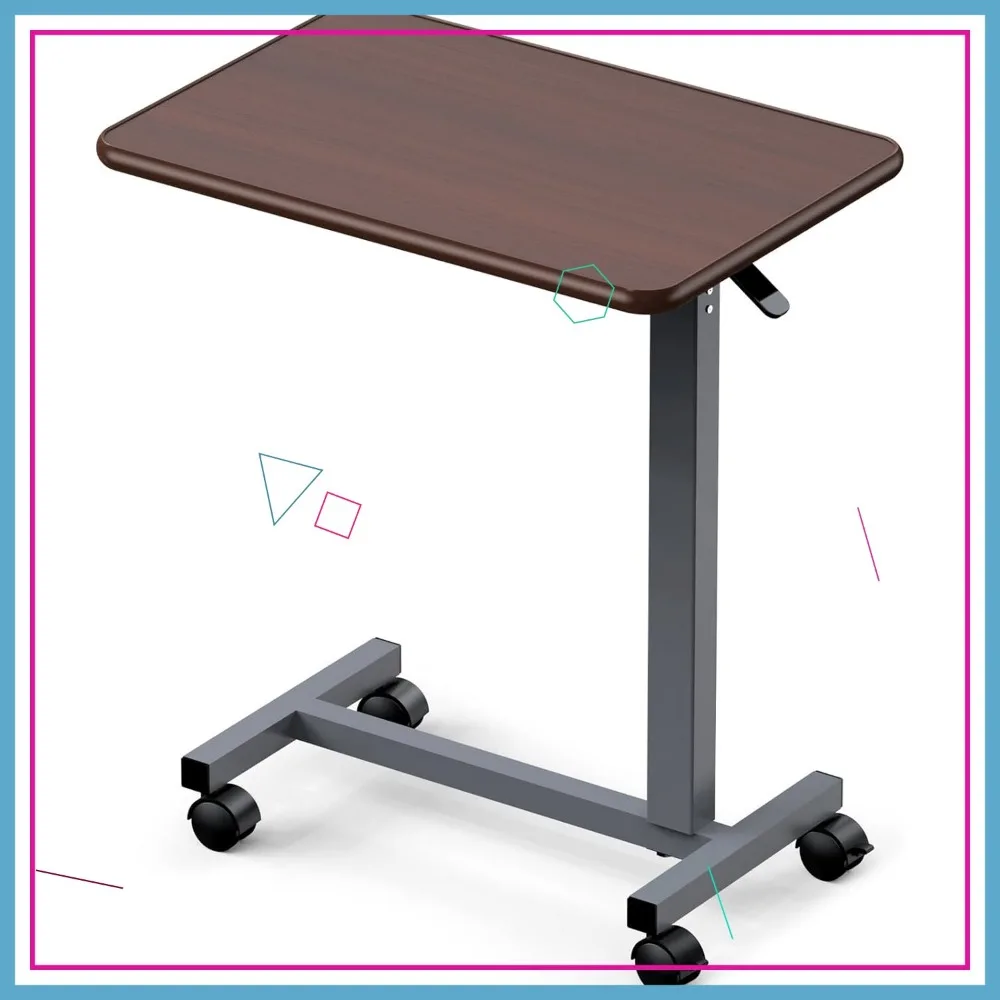 

Adjustable Overbed Table with Wheels, Pneumatic Height Adjustment, Rolling Bedside Desk for Mobility Needs