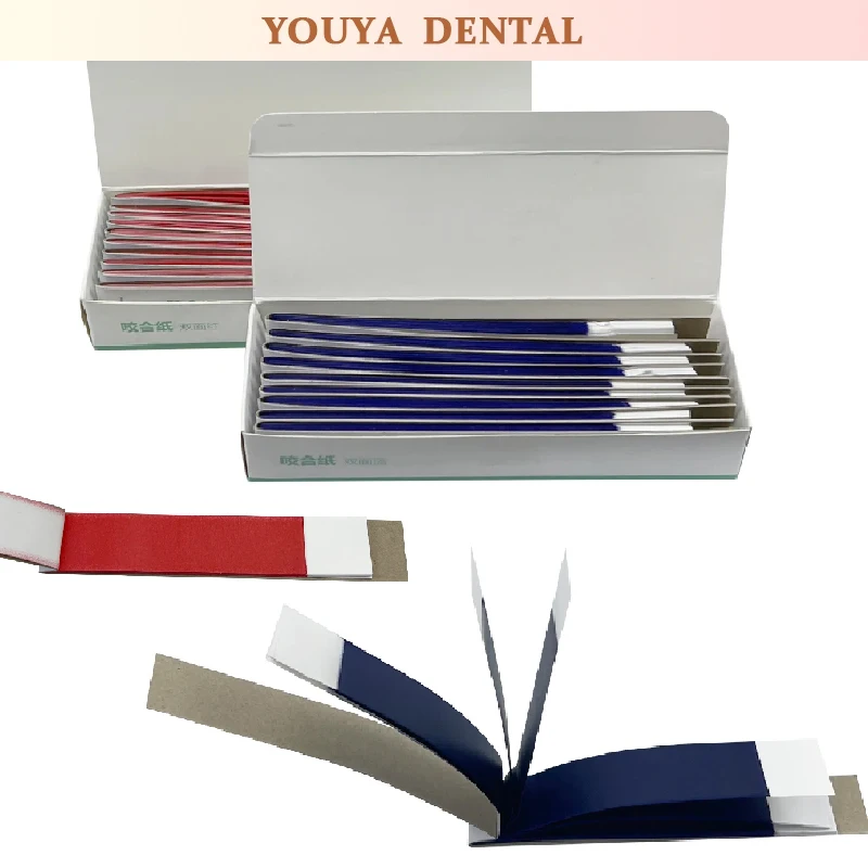 

Бумага для стоматологических суставов, синяя, красная, двусторонняя окклюзионная бумага, стоматологическая бумага для полости рта, отбеливание зубов, материал для стоматологической лаборатории, 200 листов