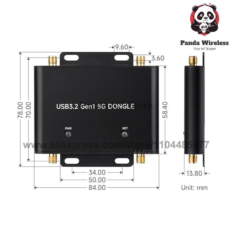 5G Dongle USB 3.2 Gen1 Enclosure Expansion Board Key B USB-C with RM520N SIM8202G SIM8262E SIM8262A RM530N and kits for global