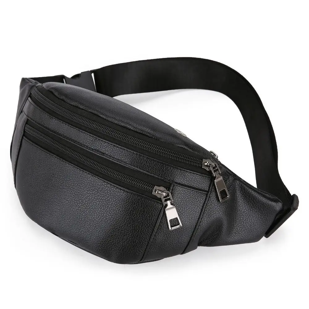 Men's Synthetic Leather Waist Packs Bag Multifunctional Cash Wallets Outdoor Business Crossbody Bag Waterproof Sporting Pack Bag