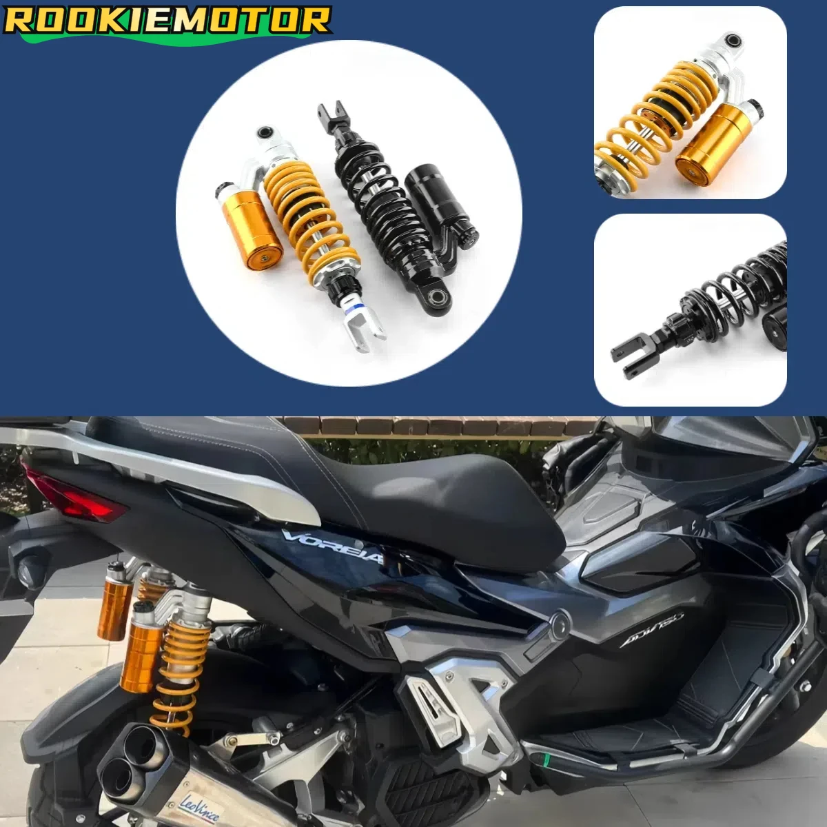 2Pcs 320MM/340MM/360MM Motorcycle Modified Rear Spring Dampers Adjustable Oil-gas Rear Shock Absorbers