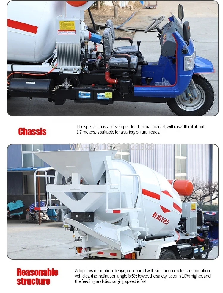2m3 Mini-Dreirad-Betonmischer-LKW
