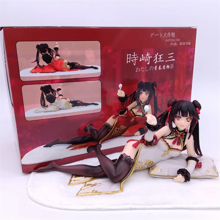 8.5cm Date A Live Anime Figurka Czerwono-Biała Cheongsam Tokisaki Kurumi Figurka Kolekcja Model Lalka Zabawki Japońska Dziewczyna Anime