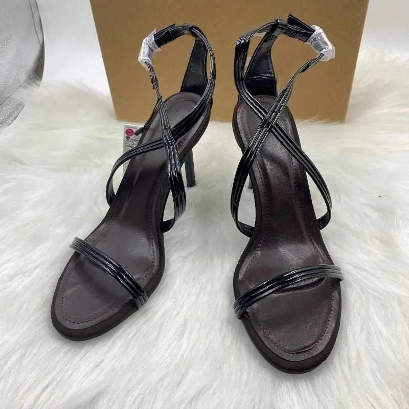 كعب سهرة أنيق للنساء صنادل جلدية بأشرطة، حزام كاحل مثير للحفلات والنوادي والمناسبات الرسمية #4