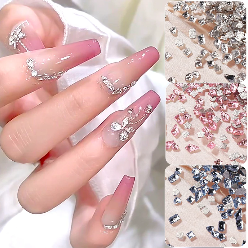 3D Mixed Crystal AB Rhinestone Flat- Back Nail Art Rhinestone Mini Shaped Gems Nail Gel Polish Base Accessory