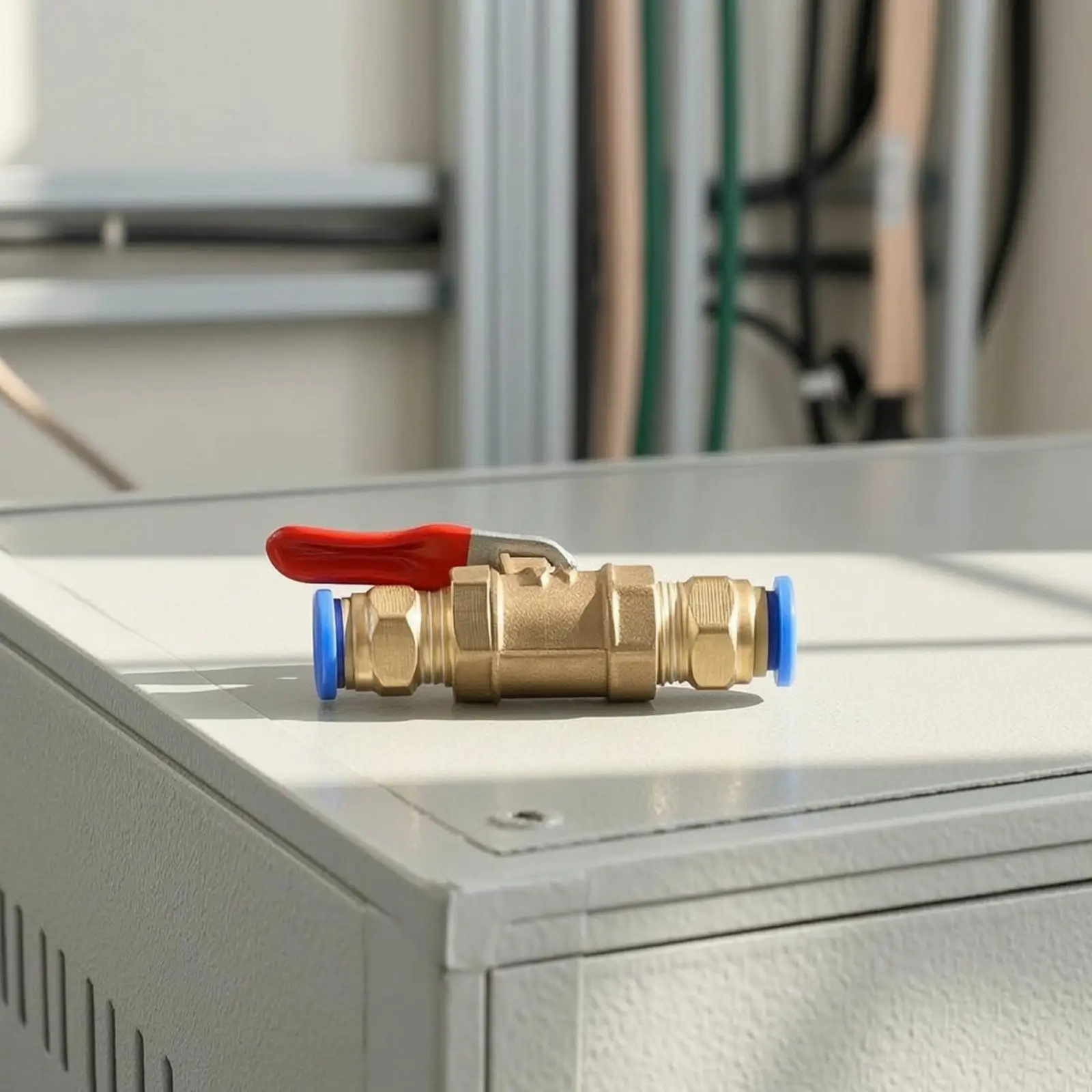 Brass Body Pneumatic Ball Valve 10mm Quick Connect Air on Off Switch with Red Handle for Air Hose Pipeline Control