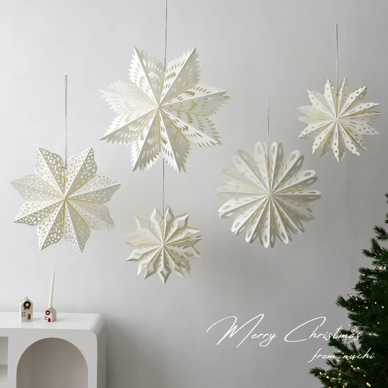 3pcs Christmas Decoration Origami Christmas Snowflakes Christmas Party Home Window Decoration Pendant Gift