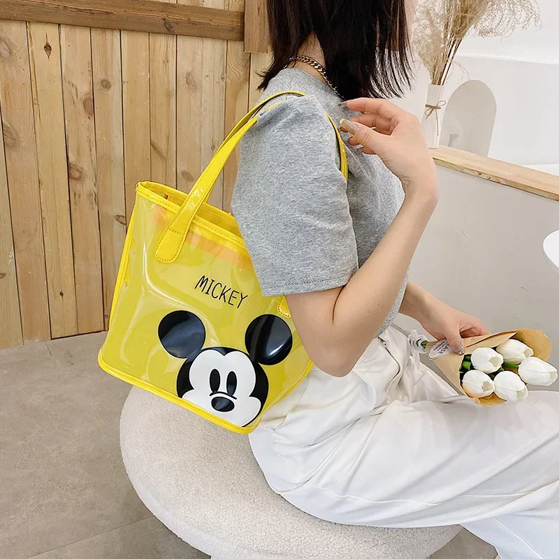 Disney Mickey Fashion Cartoon Print Handbag Multifunctional Personalized Transparent Shoulder Bag