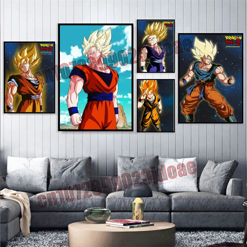 

Anime Dragon Ball Goku Vegeta Hit Trunks Buu Poster Art Painting Canvas Painting Bedroom Background Wall Best Gift for Children