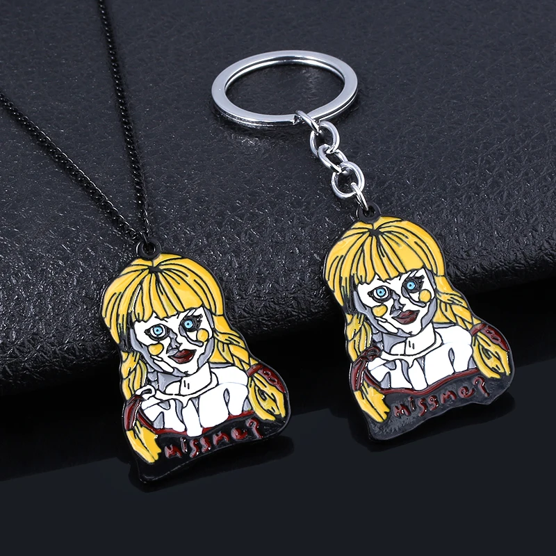 Horror Film Annabelle Keychain Halloween Exaggerated Horror Ornaments Pendant Phone Chain Charms Accessories Gift