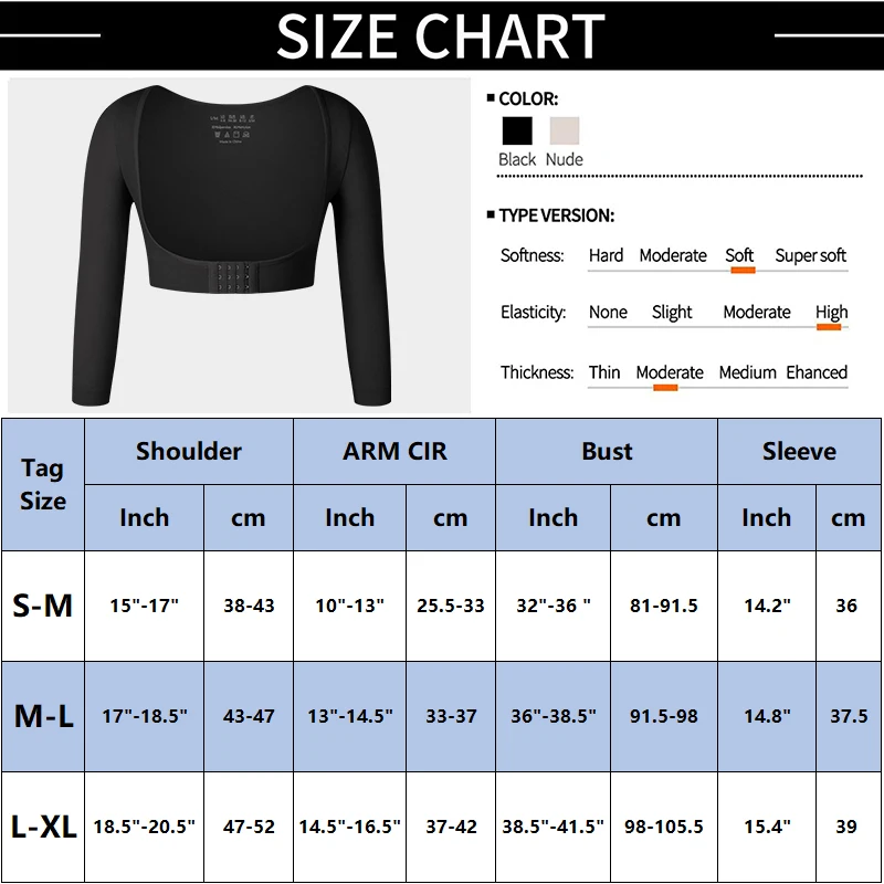 Upper Arm Shaper Post Surgical Slimmer Compression Sleeves Posture Corrector Tops Shapewear for Women 3/4 Sleeve Crop Top Nude