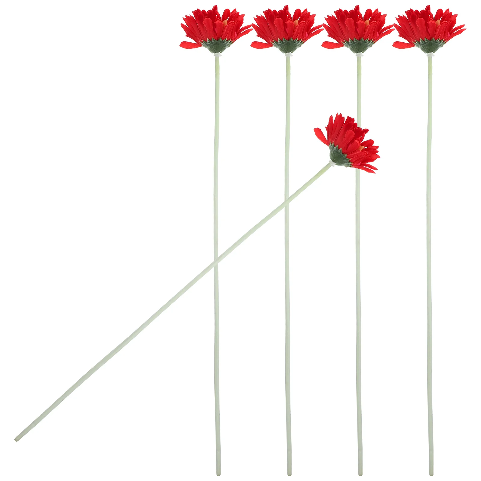 

5pcs Artificial Flowers Wedding Decoration Red Gerbera Daisy Fabric Plastic 55cm 10cm Home Party Banquet Office