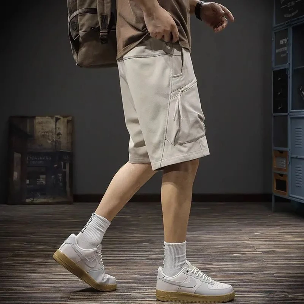 2024 Summer Thin Cargo Shorts Men\'s Fashionable Sports Casual Medium Pants Loose Straight Versatile Quarter Pants Men