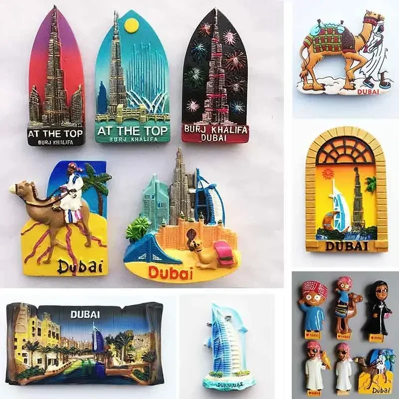 

Dubai Tourist Souvenirs Fridge Magnets Khalifa Tower Saudi Arabia Refrigerator Commemorative Magnet Stickers Home Decoration