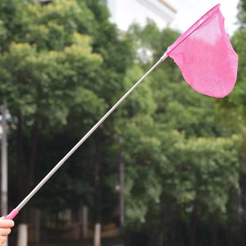 3 pçs rede de captura de peixes crianças alça telescópica rede de pesca de aço inoxidável malha fina dobrável rosa verde azul redes para crianças