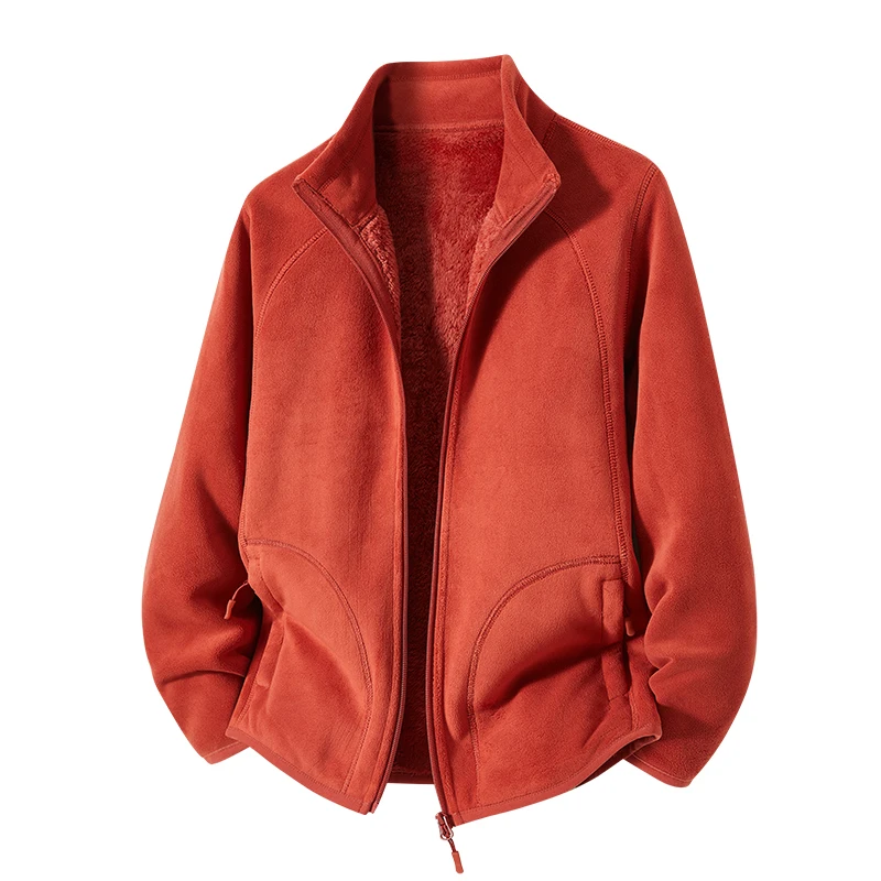 

Lamb Velvet Double-Sided Fce Thiened Couples Sle Men's Jaet Autumn Winter Warm Long Sve Zipper Closure Color