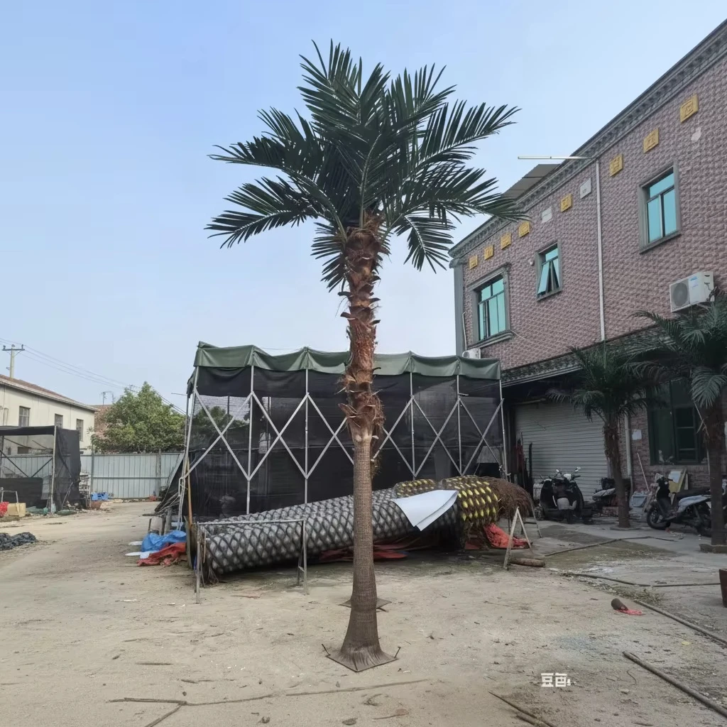 #￥Jumei Artificial Fiberglass Eco-friendly Realistic Durable Slender Trunk Fan Palm Tree Customizable Height 18 Leaves Wedding