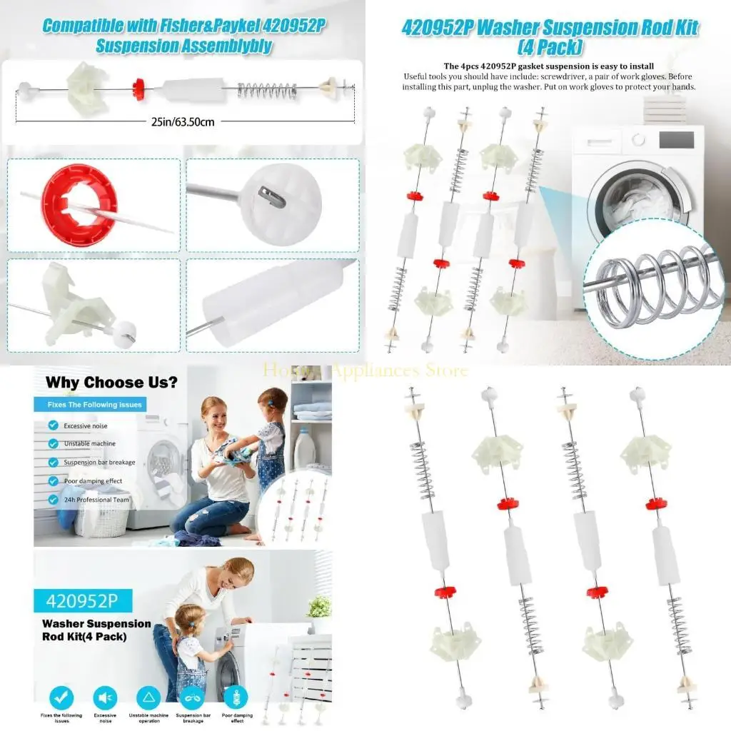 

D0AB Support Rods Shock Absorbing Stabilizers Plastic Texture for Top Load Machines