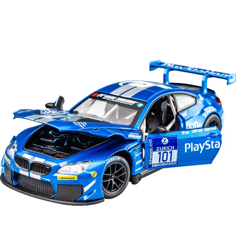 

1:24 BMW M6 M4 GT3 DTM Le Mans Freewheel Sportowy model wyścigowy o wysokim połysku Zabawka Diecast Metal Alloy Miniaturowa zabawka dla dzieci F122