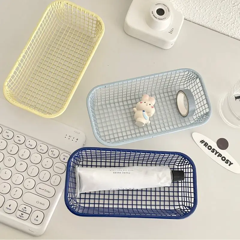 Desktop Storage Basket INS Metal Sundries Organizer Basket Photocard Case Office Stationery Home Supplies Make Up Sorting Holder