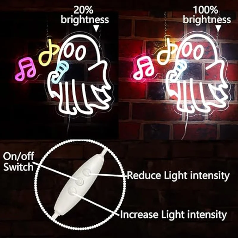 

Ghost Sing A Song Neon Sign For Halloween Wall Decor LED Dimmable Neon Signs For Bar Party Club Decor Also A Gift For Friends