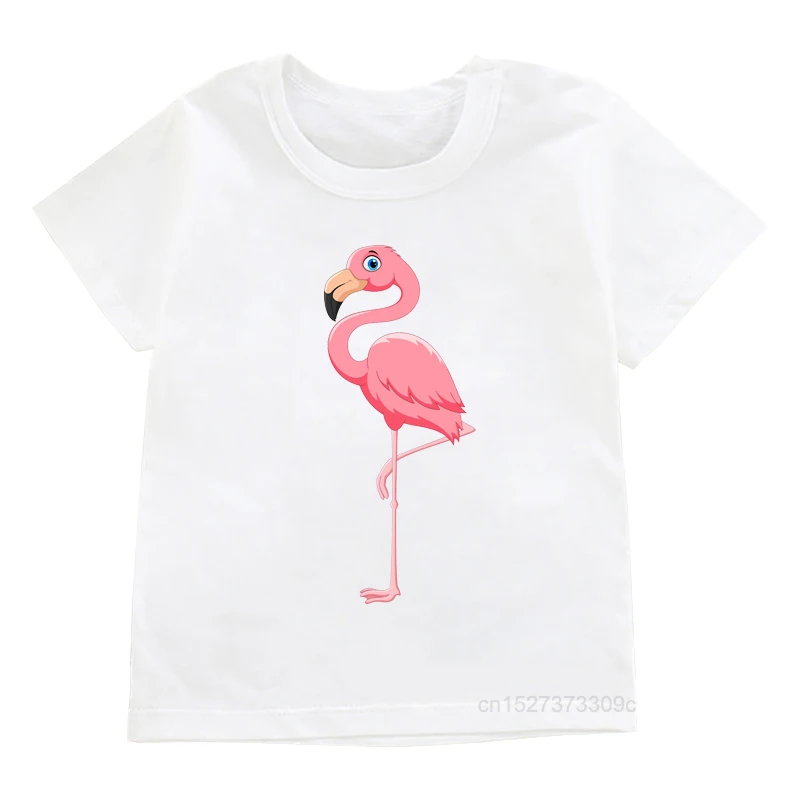 Children’S Loose Hipster Flamingo Picture Printing T-shirts Girls Little Princess T Shirt Kids  Casual Trendy Clothes Tops Tees