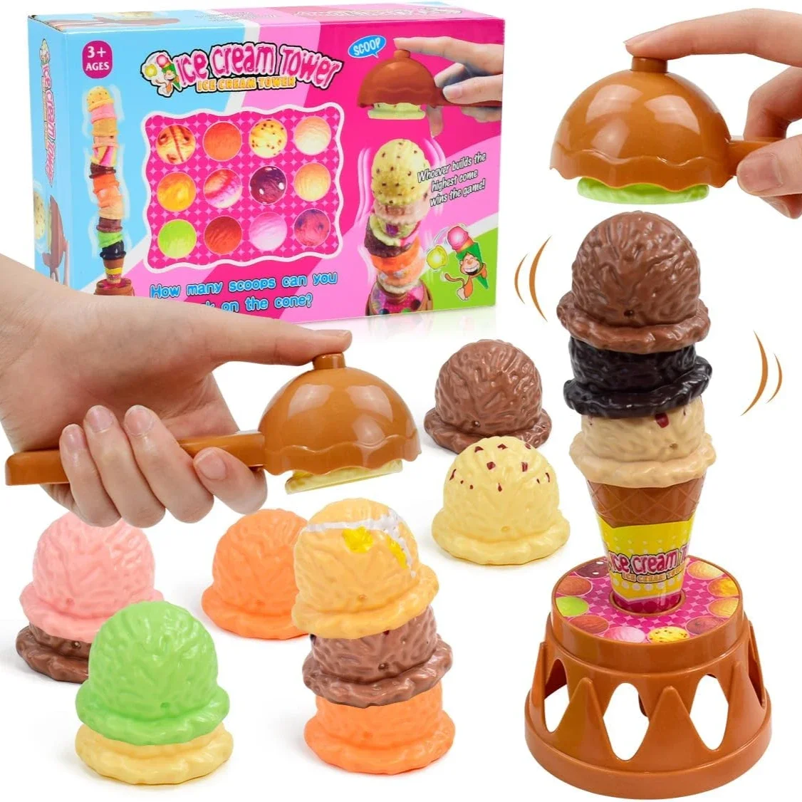 20Pieces Ice Cream Play Set with Two Scoops for Toddlers 3-5,  Montessori Pretend Play Toys, Preschool Learning Activities,gift