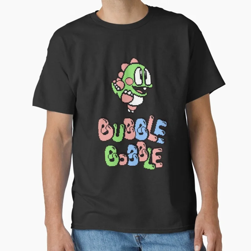 80s Video game Bubble Bobble R Cute dragons Pixel Arcade nostalgia Old school Gift T shirt for man Large size Tops