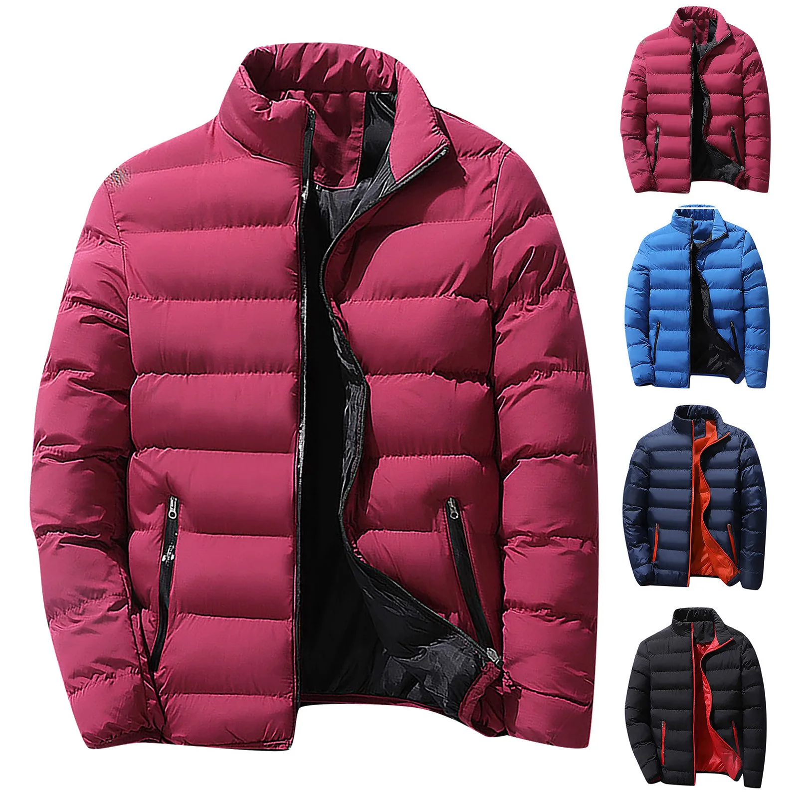 

New Men'S Autumn And Winter Windproof Thick Warm Jacket Parka Men'S Fashionable Standing Collar Jacket Packable Light Coat