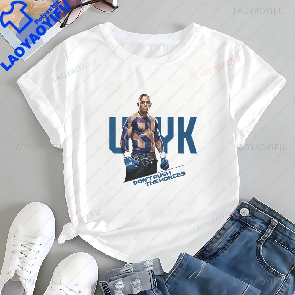 Oleksandr Usyk Boxing Fighter Print T-Shirt - Trendy Short-Sleeved Men's and Women's General Fit Shirt Design Large Size T-Shirt