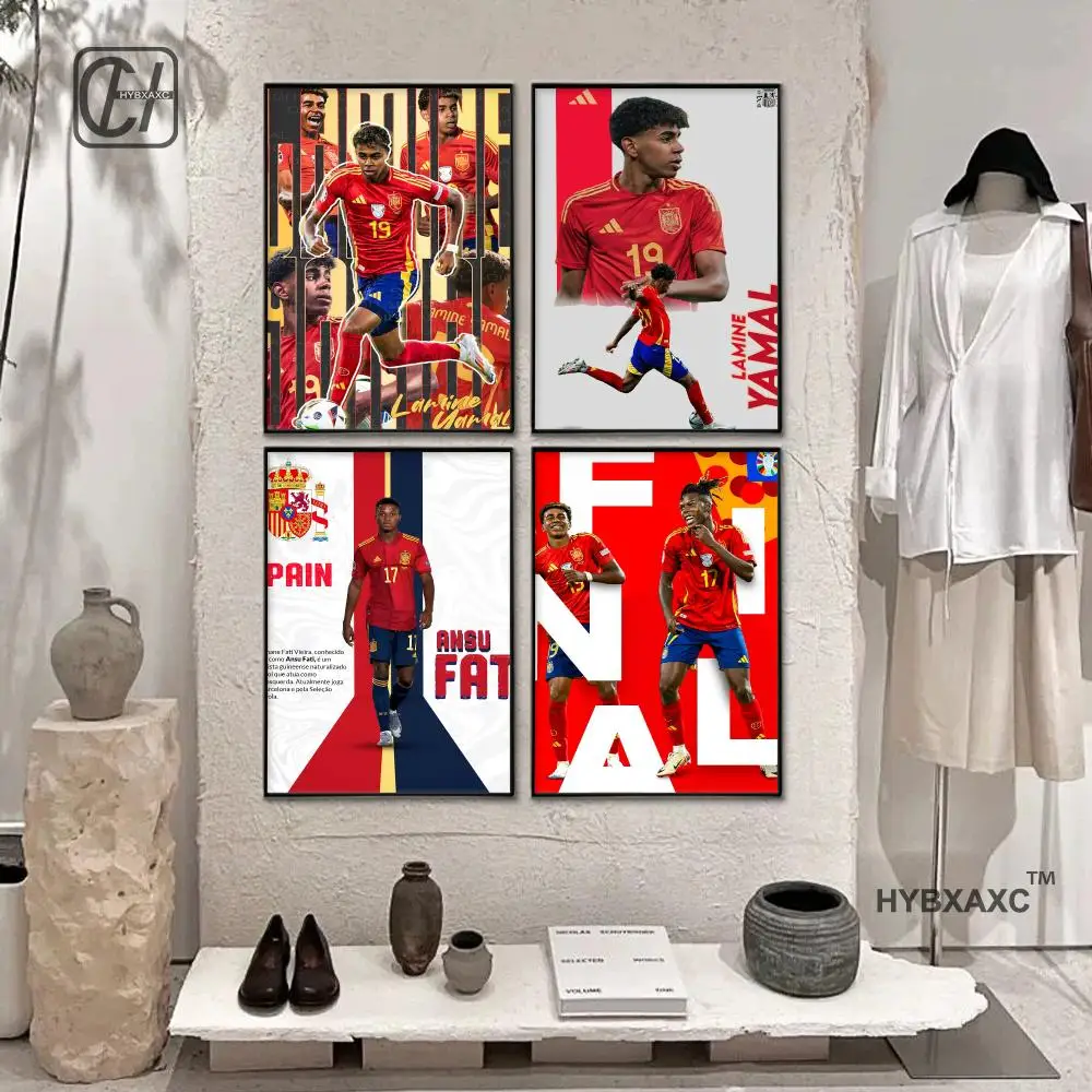 Popular Football Stars L-Lamine Y-Yamal Poster Canvas Print Home Living Room Bedroom Entrance Bar Cafe Art Painting Decoration