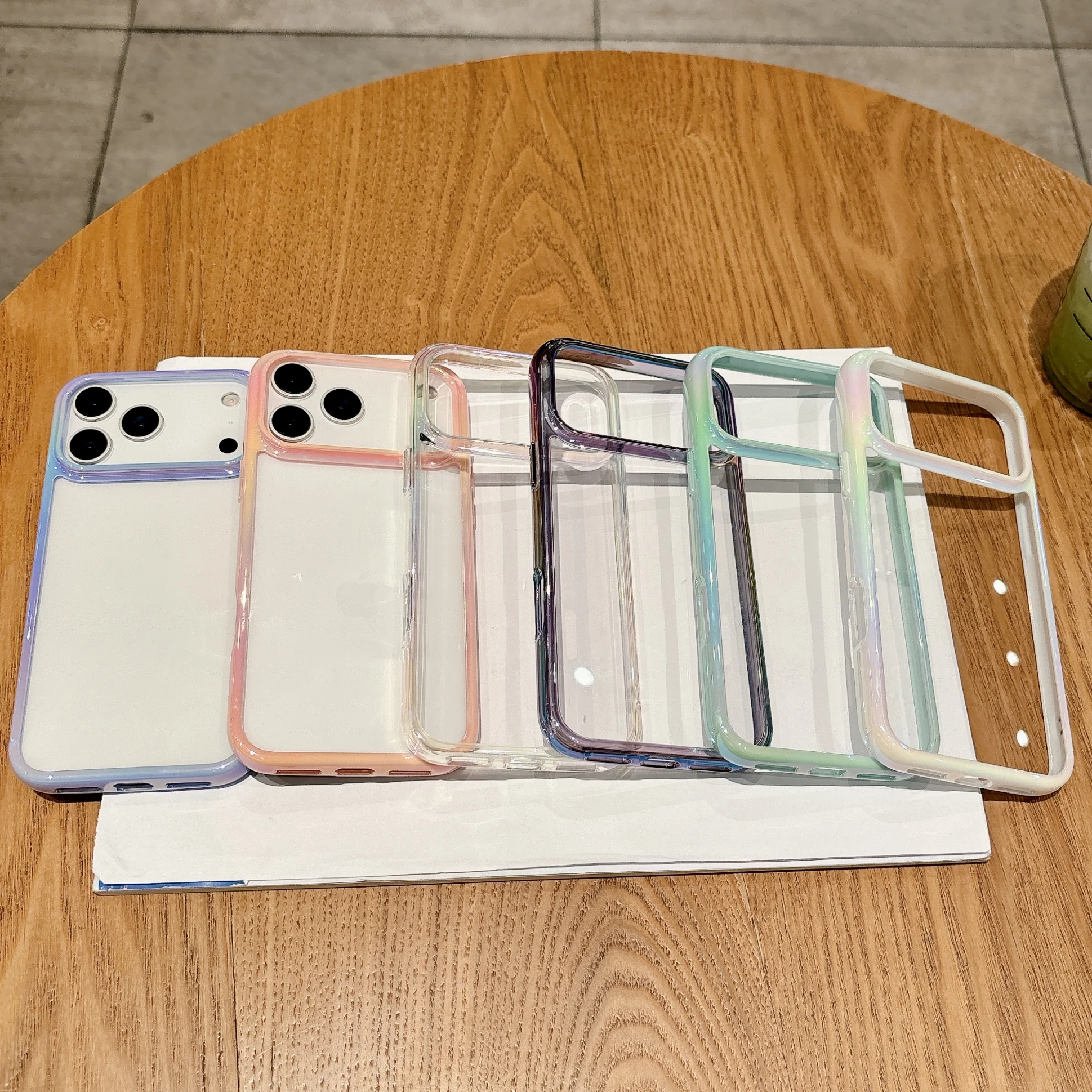 

Luxury Dazzling Bumper Frame Transparent Phone Case For iPhone 17 16 15 14 13 12 Pro Max Shockproof Protective Clear Back Cover