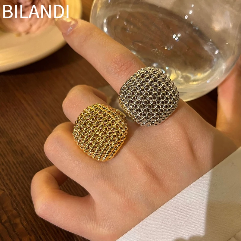 Bilandi Modern Jewelry European and American Design Metallic Rings For Women Party Gifts Exaggerative Accessories 2024 Trend New