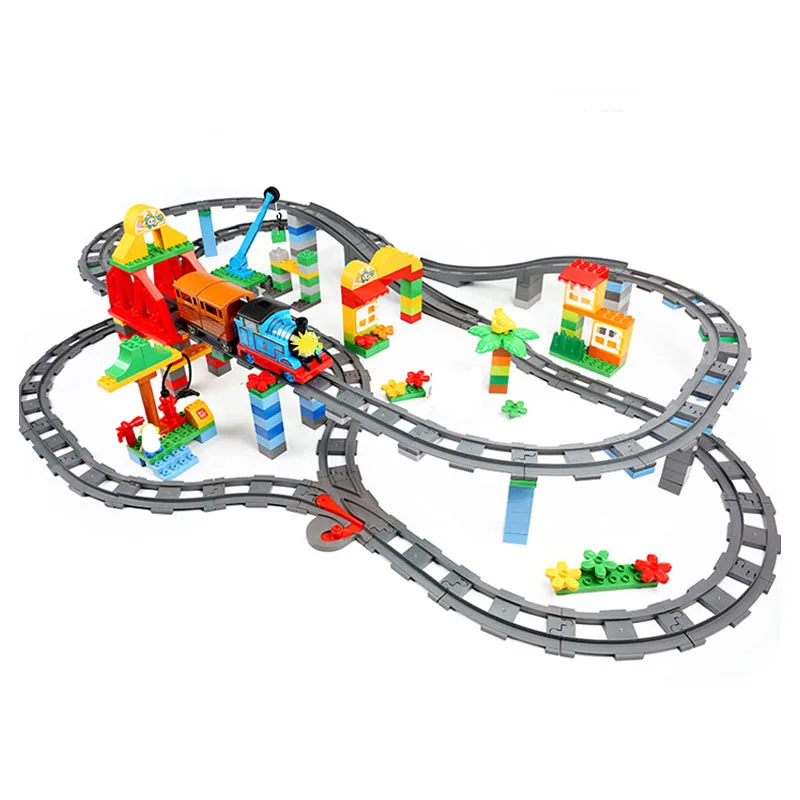 Bloques de construcción de transporte ferroviario para niños, accesorios creativos de pista, juguetes de ensamblaje para niños, juego de tren de