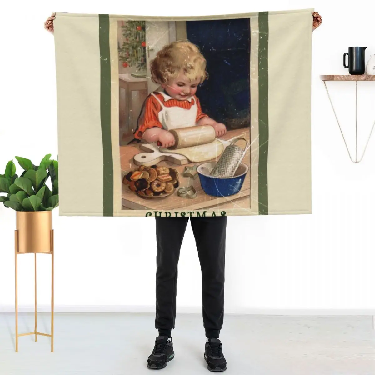 

Vintage Christmas cookie-baking Throw Blanket Cozy Sofa Blanket for TV Watching Napping