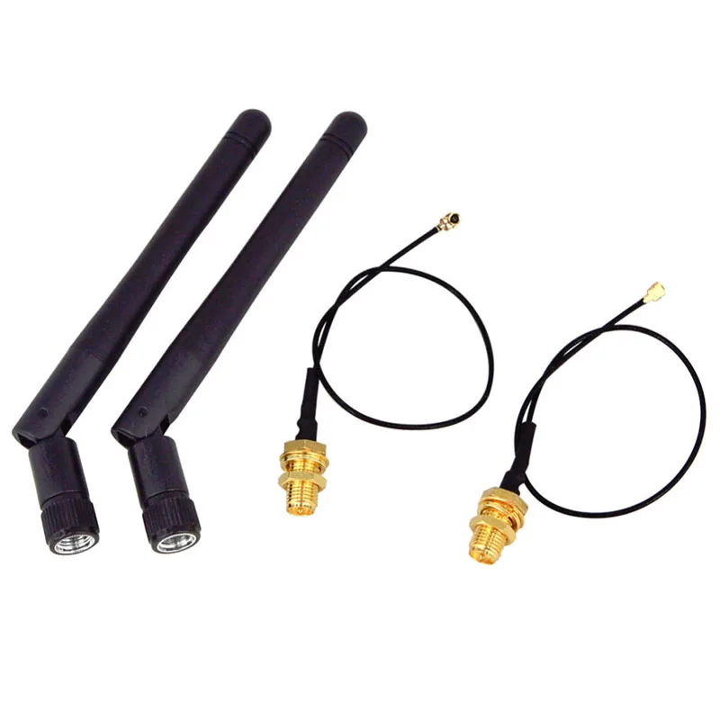 

2PCS/Lot 2.4Ghz 3Dbi Wifi 2.4G Antenna Aerial RP-SMA Male Wireless Router+PCI U.FL IPX To RP SMA Male Pigtail Cable