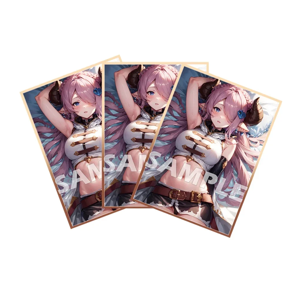 Fundas para tarjetas comerciales Flash de aluminio, 60 piezas, 67x92mm, para MTG, Granblue, Fantasy, Narmaya, Kawaii, Anime, Protector de tarjetas