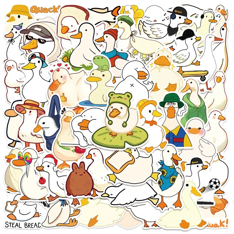 

10/30/50PCS Kawaii White Duck PVC Sticky Sticker Aesthetic DIY Decoration Scrapbooking Hand Accounting Supplies for Kids