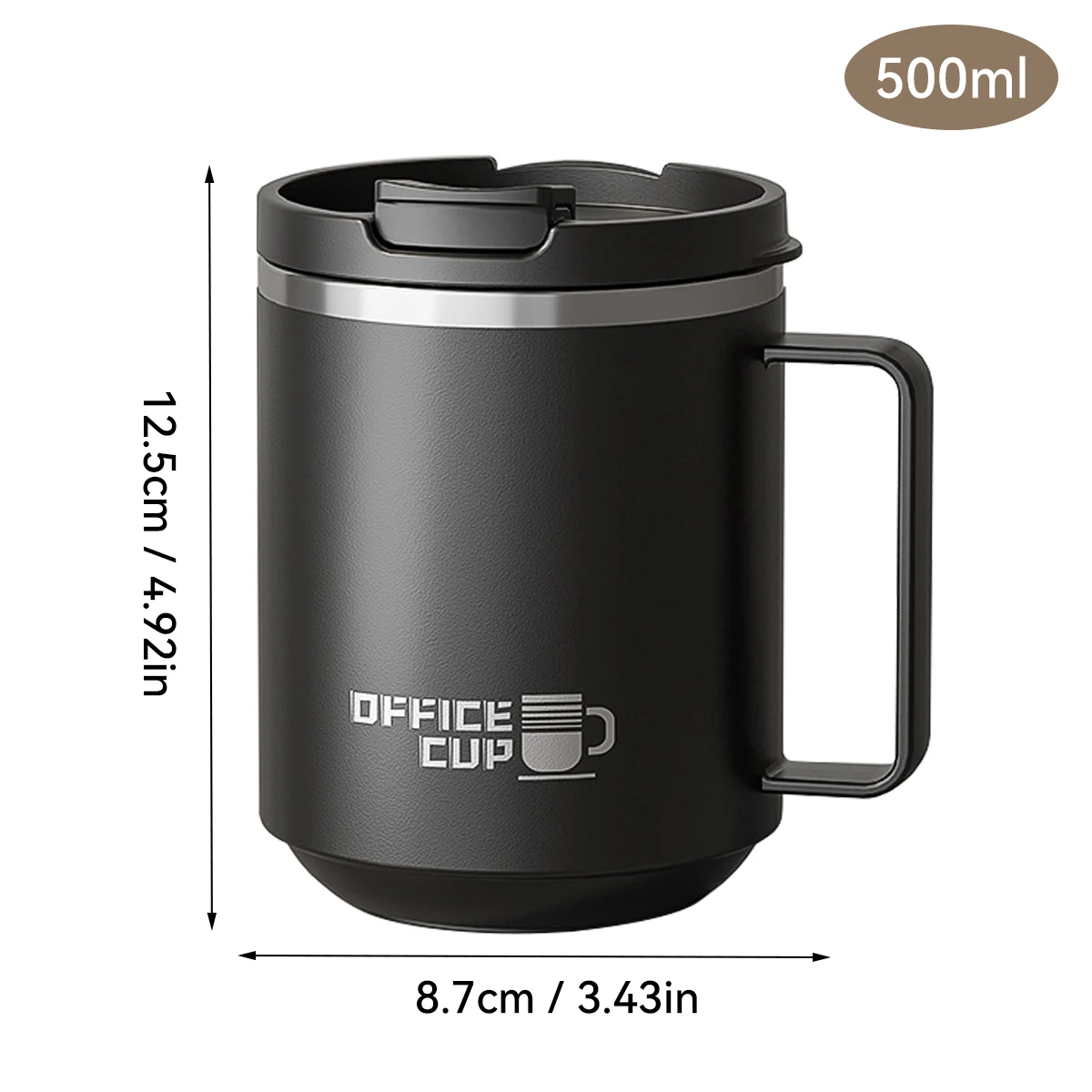 500ml Double-layer Mug 304 Stainless Steel Insulated Coffee Cup With Handle Portable Sealed Water Cup Drinkware For Student Kid image 3