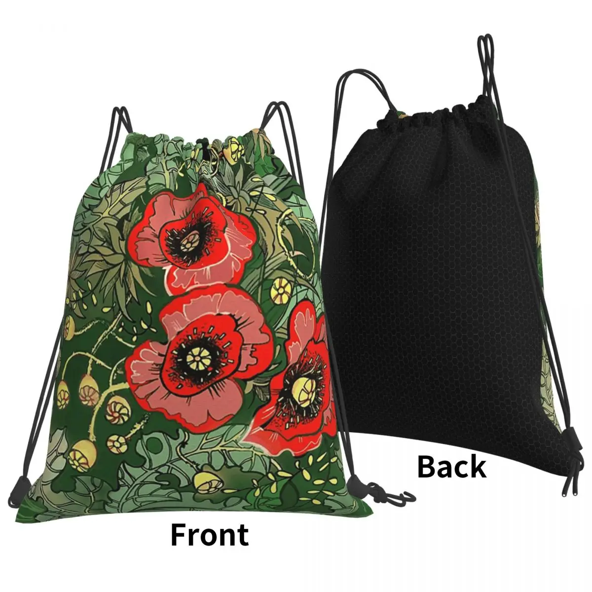 Poppies On The Meadow Backpacks Portable Drawstring Bundle Pocket Sports Bag Book Bags for Man Woman School