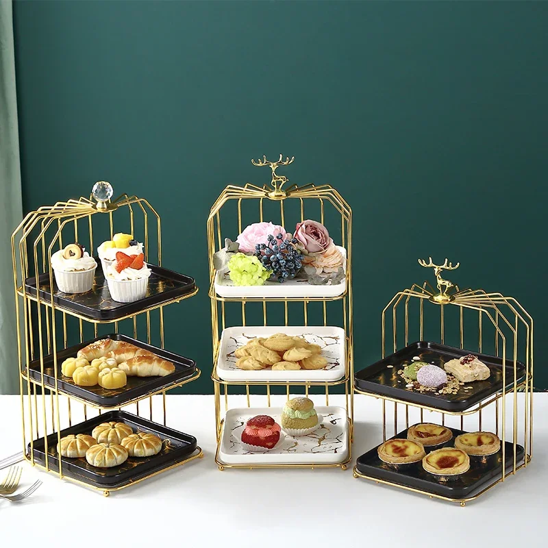 

Nordic ceramic dim sum dessert table tray tray afternoon tea three-layer dim sum pastry display rack fruit plate cake rack