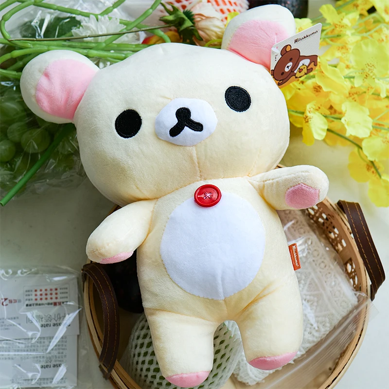 الكرتون الأبيض Rilakkuma أفخم دمية لينة الفراولة الدب اللعب Kawaii غرفة ديكور دمية دب بلوشي لطيف زوجين الدب هدايا عيد الميلاد