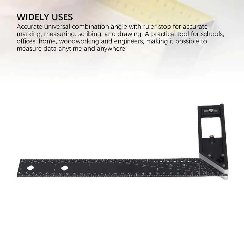 Portable square ruler, easy to measure accurately, multi angle measuring ruler, high-precision combination, durable and sturdy